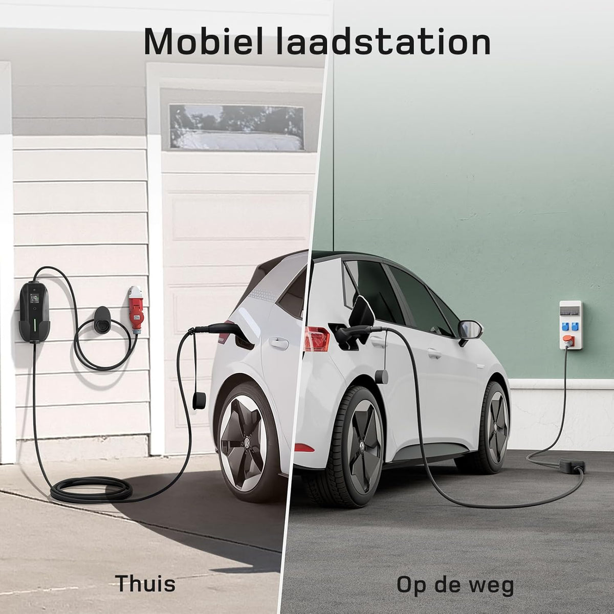 dé EV Charger Type 2 11kW [7m, 3-Fase, 6-16A] Laadpaal 11kw 3 Fase met Traveller Set, Mobile Wallbox voor model Y/3, ID.3/4/5, Enyaq, EX30/XC40, Niro en Andere EV&PHEV