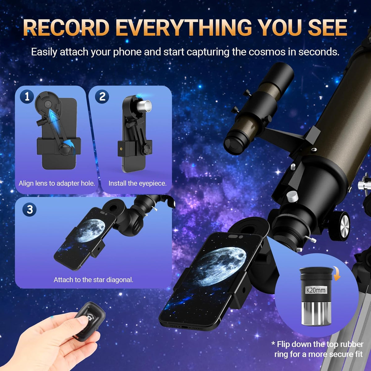 1000-90mm Astronomische refractor telescoop met Equatoriale Montage en Statief