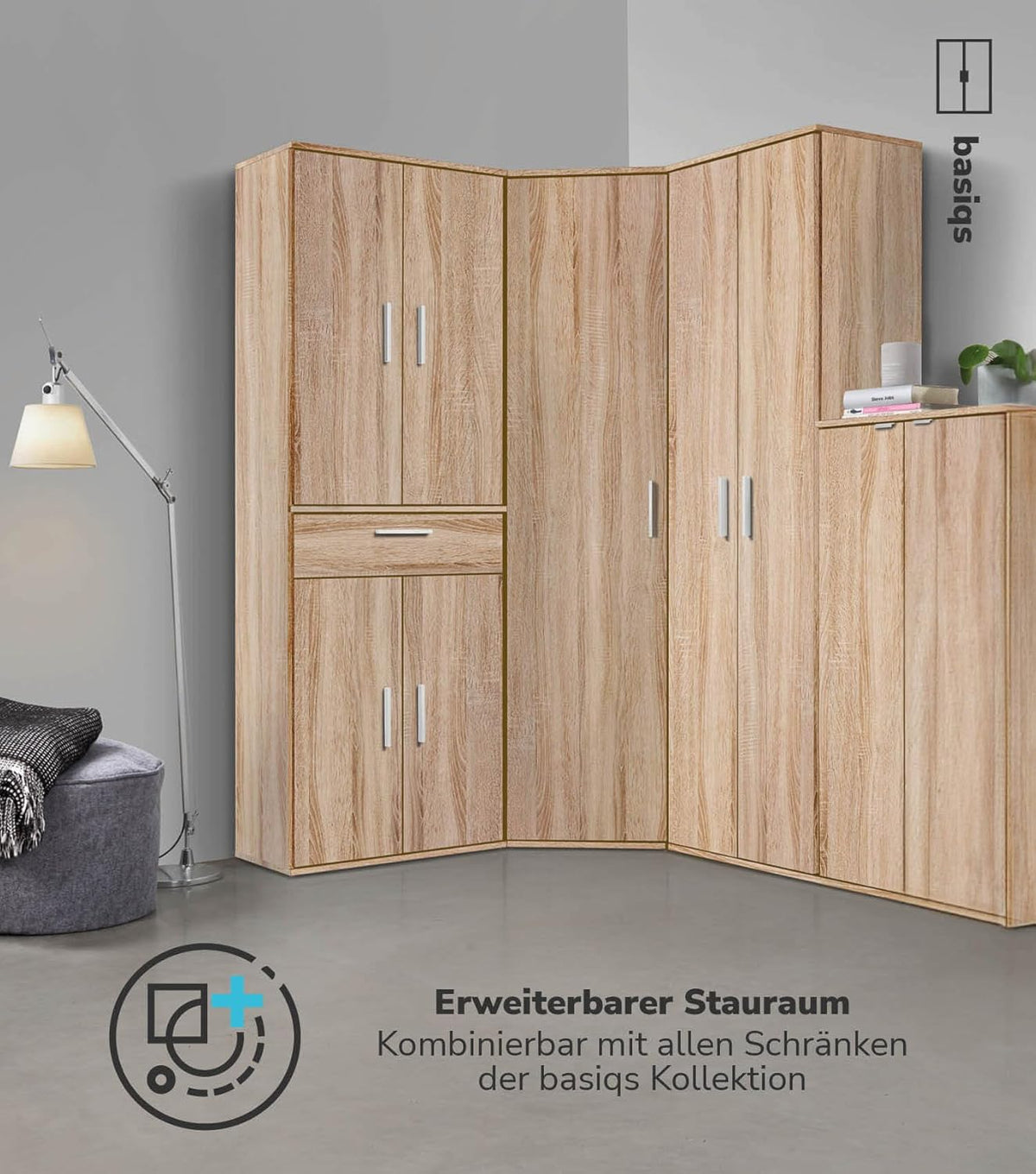 mokebo Multifunctional Cabinet 60 cm wide with Drawers 'The Practical', Chest of drawers, Filing cabinet large, Office cabinet, Shoe cabinet, Kitchen cabinet in brown of Wood, High Cabinet in Sonoma Oak - QUORE