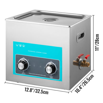 Ultrasone Reiniger – Ultrasoon Schoonmaakapparaat – Ultrasoonbad – Sieradenreiniger – Brillenreiniger – 10 Liter RVS Tank – Verwarming En Timer – 40 kHz Ultrasoonkracht