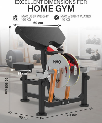 HVO Curlbank Biceps Machine Training Device: 3-in-1 Biceps Curl Bench Biceps Machine for Home Preacher Curl Bench Arm Trainer Machine up to 300kg Red - QUORE