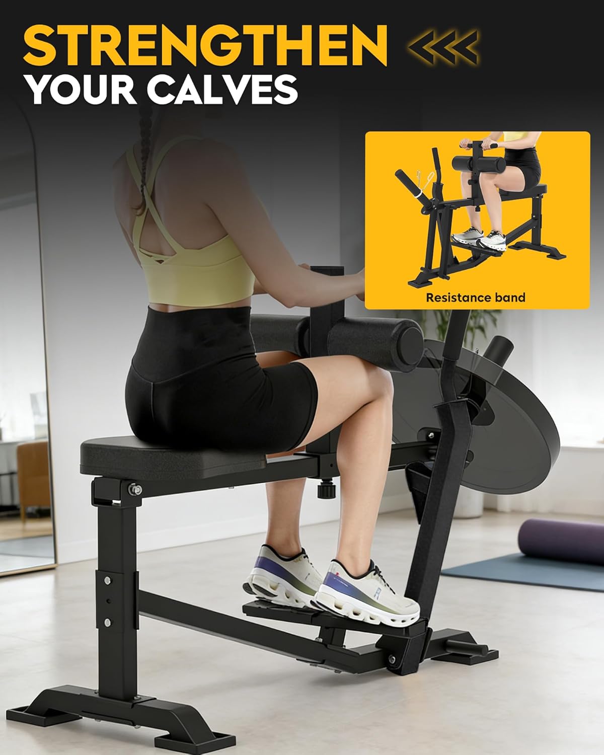 GUUG Calf Machine Road Traine Calf Stretcher Seated Leg Trainer for Home Strength Leg Trainer Leg Training Device Training Seated Calf Raise Machine - QUORE