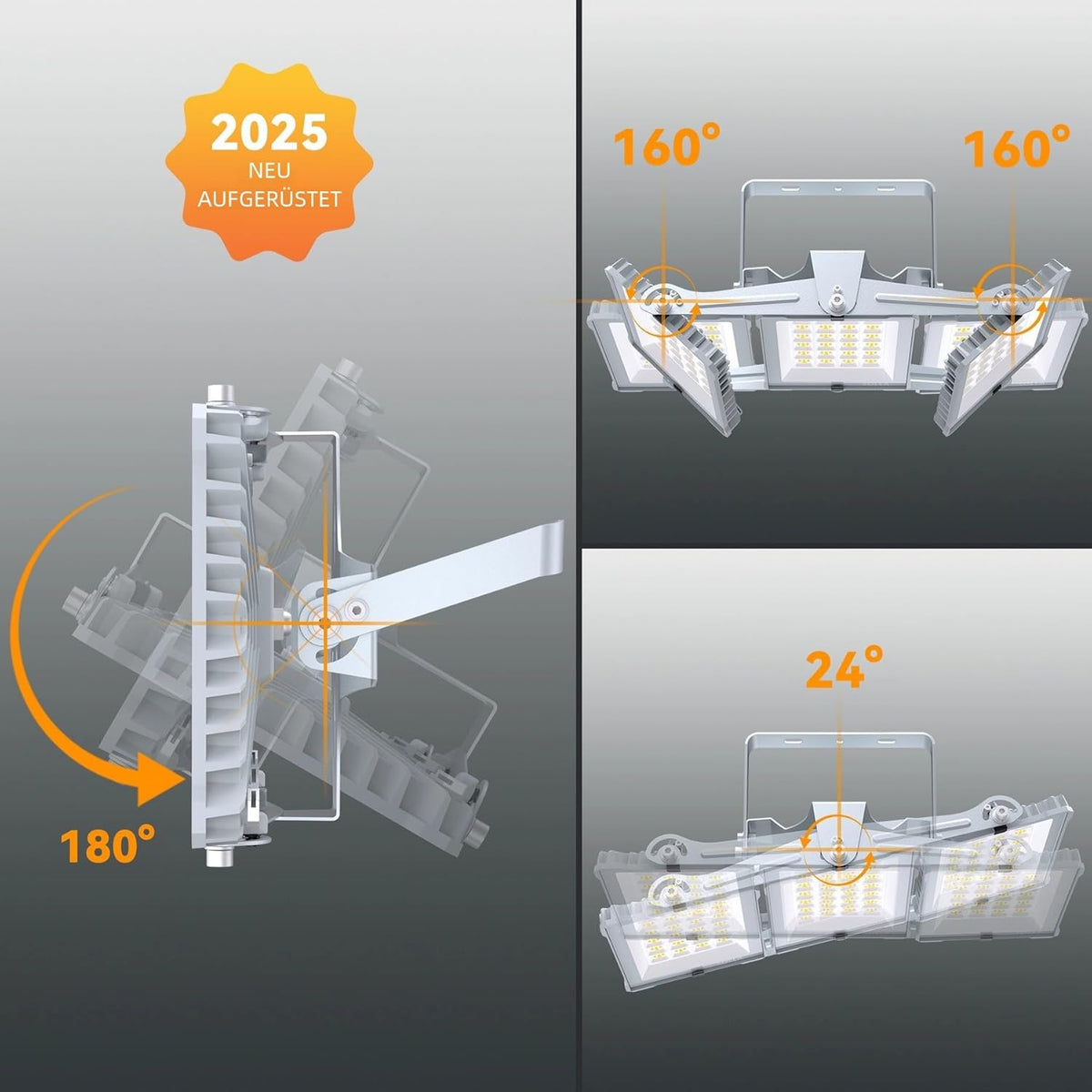 SOLLA 300 W led-schijnwerper voor buiten, ultra helder, 30.000 lumen, 6000 K, daglicht, wit, IP66 waterdicht, stadioverlampen, 3 heads outdoor floodlight, veiligheidsverlichting voor tuinen, patio's,