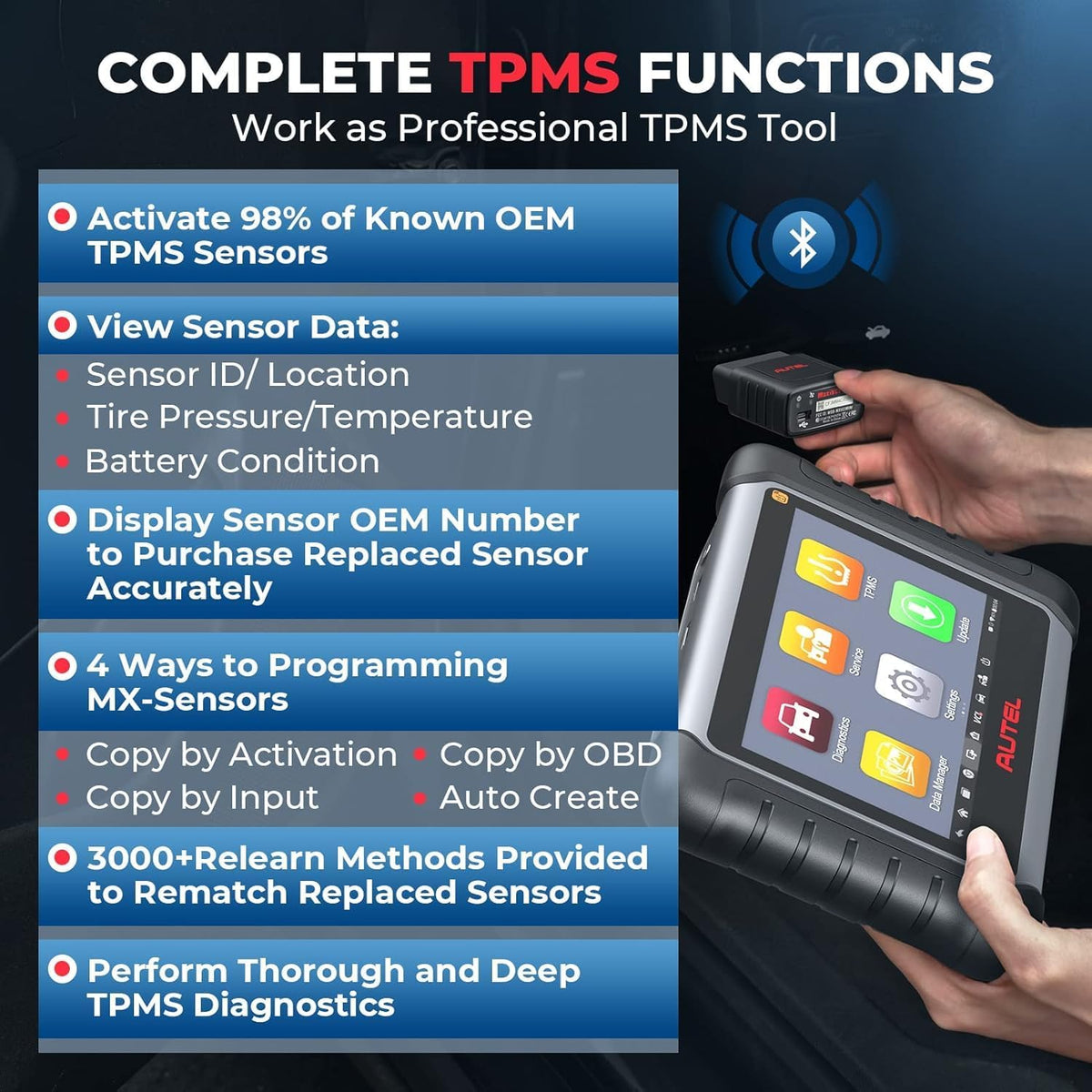 OBD2 Diagnoseapparaat – Autodiagnose Tablet – Foutcode Scanner – TPMS Tester – Reset Tool – Complete Systeemdiagnose – Bluetooth & WiFi Verbinding