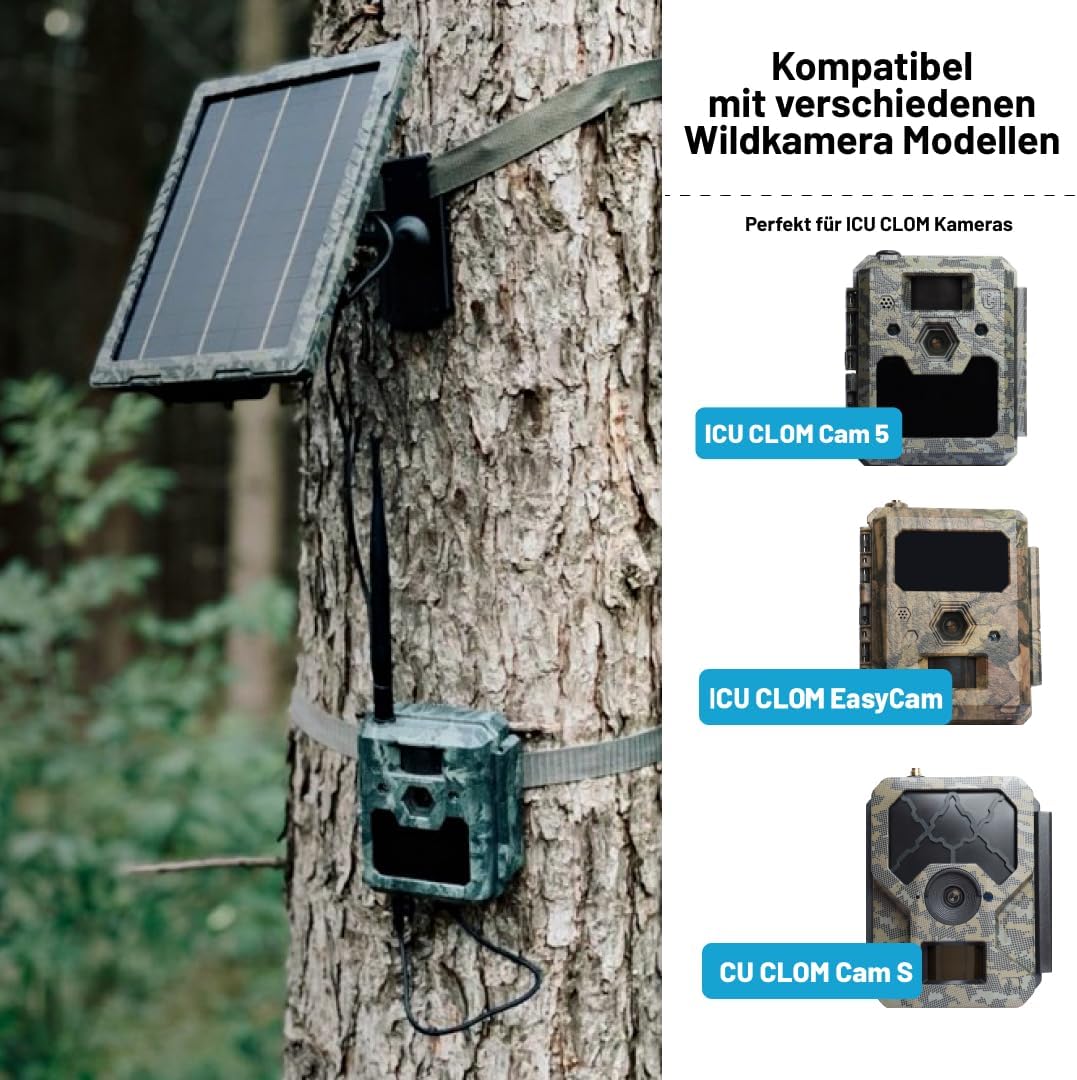 icusun Zonnepaneel voor wildcamera's, 5,4 watt, veilig en weerbestendig, incl. oplader
