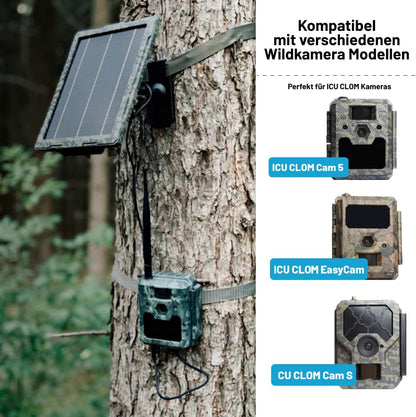 icusun Zonnepaneel voor wildcamera's, 5,4 watt, veilig en weerbestendig, incl. oplader