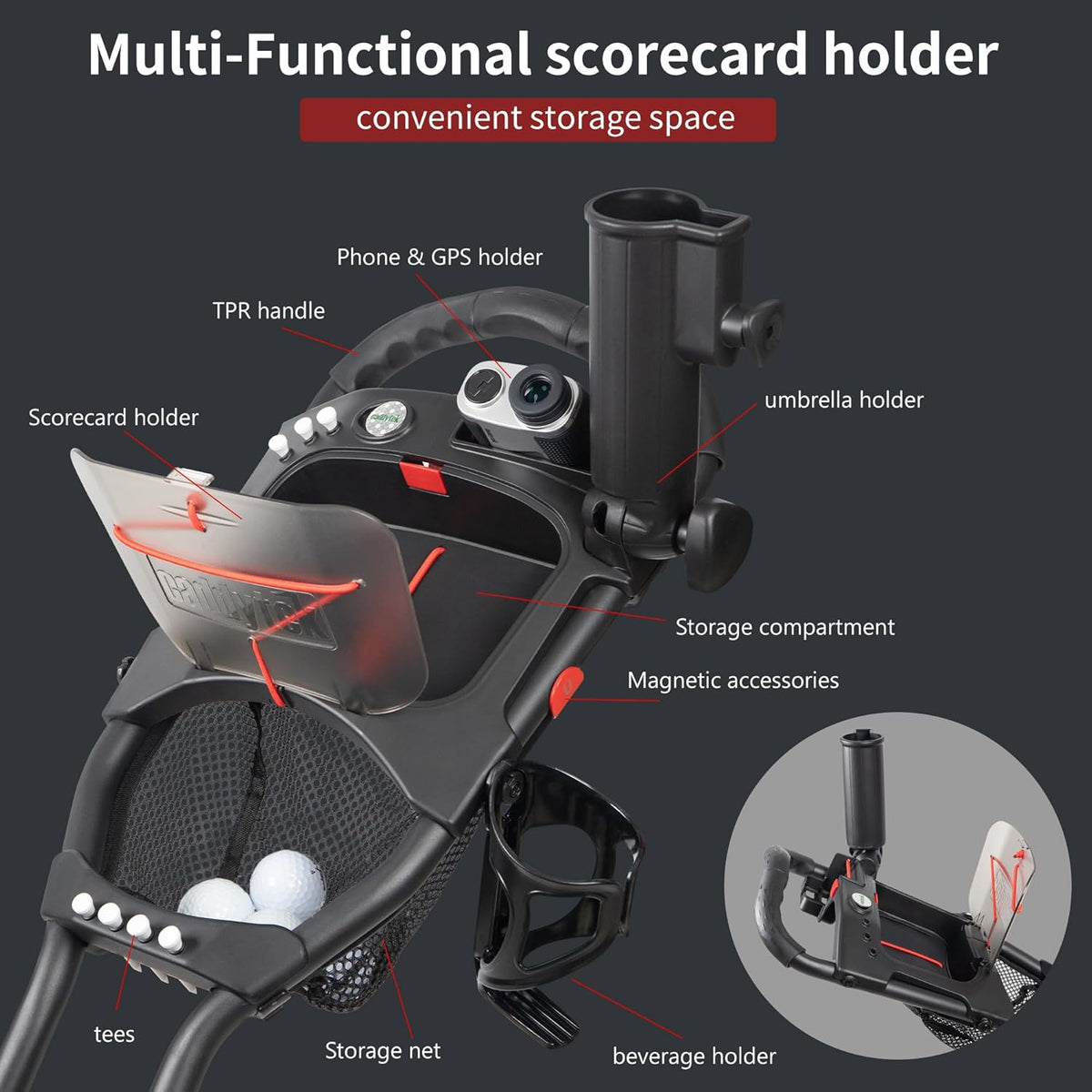 Caddytek Caddylite 15.3 V2 - Deluxe Quad-Fold Golf Duwwagen