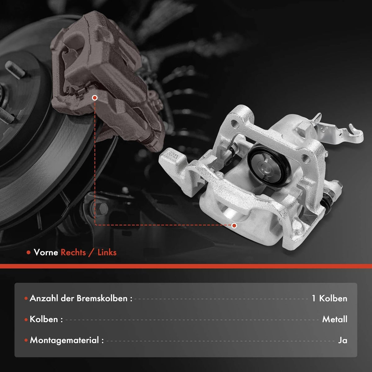 Frankberg 1K0615423C Remklauw compatibel met J.e.t.t.a 2005-2010 Golf A3 Brake Caliper Wiht Bracket One Side 1 piston Rear Links en Rechts Set van 2 stuks Vervanging # 1K0615423C
