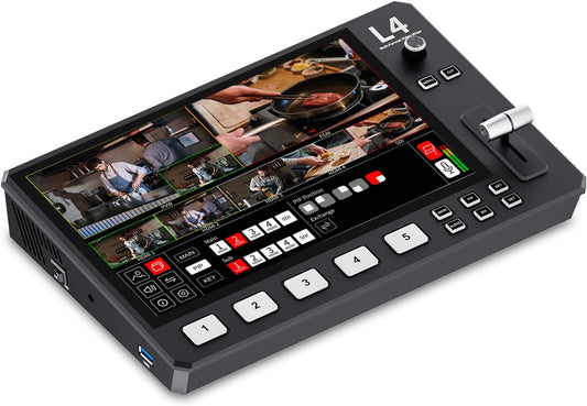 Videomixer – Videomixer, videoswitcher, livestream switcher, multicamera switcher – 25,6 cm touchscreen – 4 HDMI, 1 SDI en USB 3.0 streaming