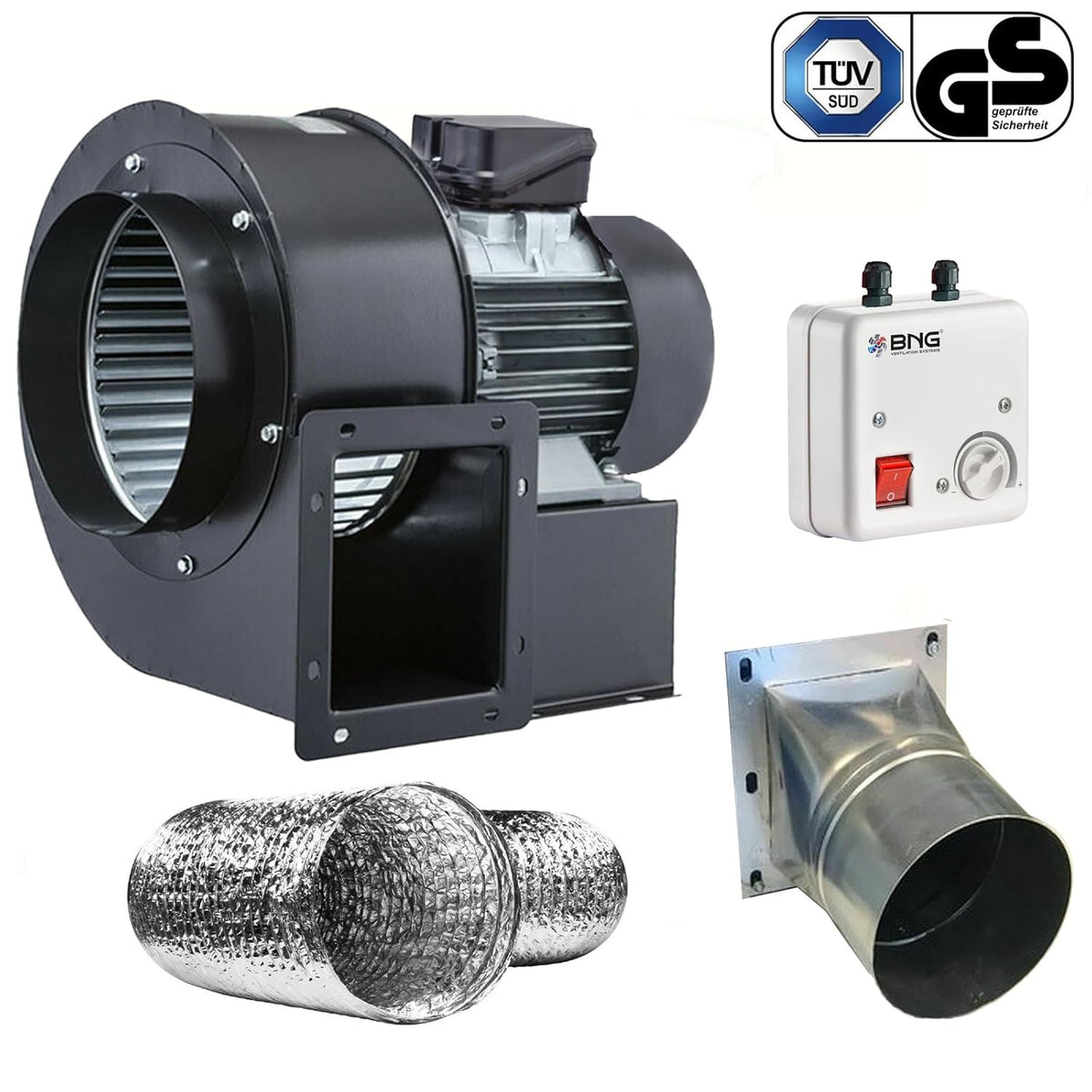 Turbo Centrifugaalventilator – Radiaalventilator – Radiale Ventilator – Luchtafzuiger – Industriële Ventilator – 1800 m³/u – Traploze Toerentalregeling & Gepoedercoate Stalen Behuizing