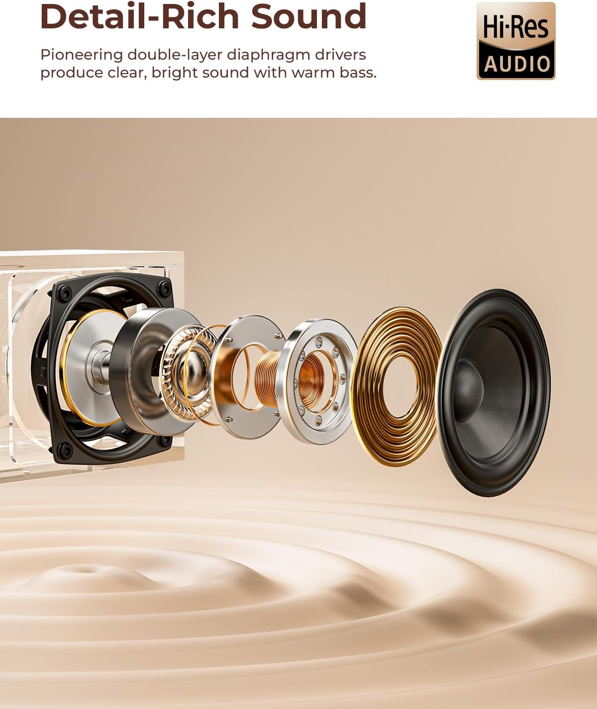 One-S Vinyl Platenspeler met geïntegreerde Luidsprekers en DSP, Bluetooth, Phono-Voorversterker AT-3600L, 33/45 rpm (Walnoot)