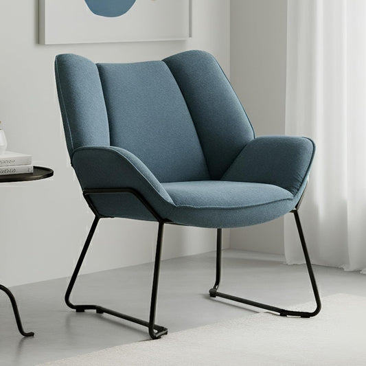 chairus Chenille Armchair for Living Room, Upholstered Tub Chair, Single Occasion Accent Chair with Metal Legs (Blue) - QUORE