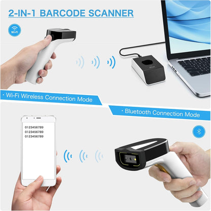 NETUM Wireless Wi-Fi 2D Barcode Scanner Connect with TCP UDP Network Protocols, Hands Free Automatic Sensing Bar Code Reader 1D 2D QR pdf417 Scan Gun Suitable for inventory, POS industry - DS2800