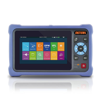 1310nm/26dB 1550nm/24dB Glasvezel OTDR Tester (Ingebouwde OPM+OLS+VFL+RJ45-kabeltracker+Evenementenkaart) SM Fiber 4,3inch Touchscreen OTDR meting (SC+FC+ST+LC UPC&APC-adapter)-SS304T-2A1