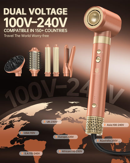 Airstyler 7-in-1 Mokka – Multistyler – Föhnborstel – Warmeluchtborstel – Automatische Krultang – 110.000 Omw/Min – 30 M/S