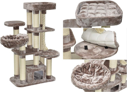 Kattenboom – Krabpaal – Kattenmeubel – Kattenklimpaal – Kattenhuis – Extra Stevig En Stabiel – XL Afmetingen Voor Grote Katten
