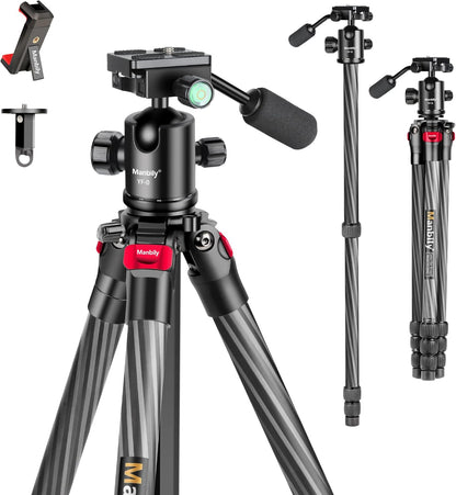 Koolstofvezel Camerastatief – Reisstatief – Fotostatief – Videostatief – Monopod – 360° Balhoofd – Opgevouwen Slechts 6,8 Cm Breed