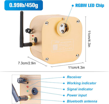 CHINLY Bluetooth 16 W RGBW Twinkle LED Fiber Optic Star plafondlampen kit app / afstandsbediening 300 stuks * (0,75 + 1,0 + 1,5 mm) * 3 m voor huis/auto