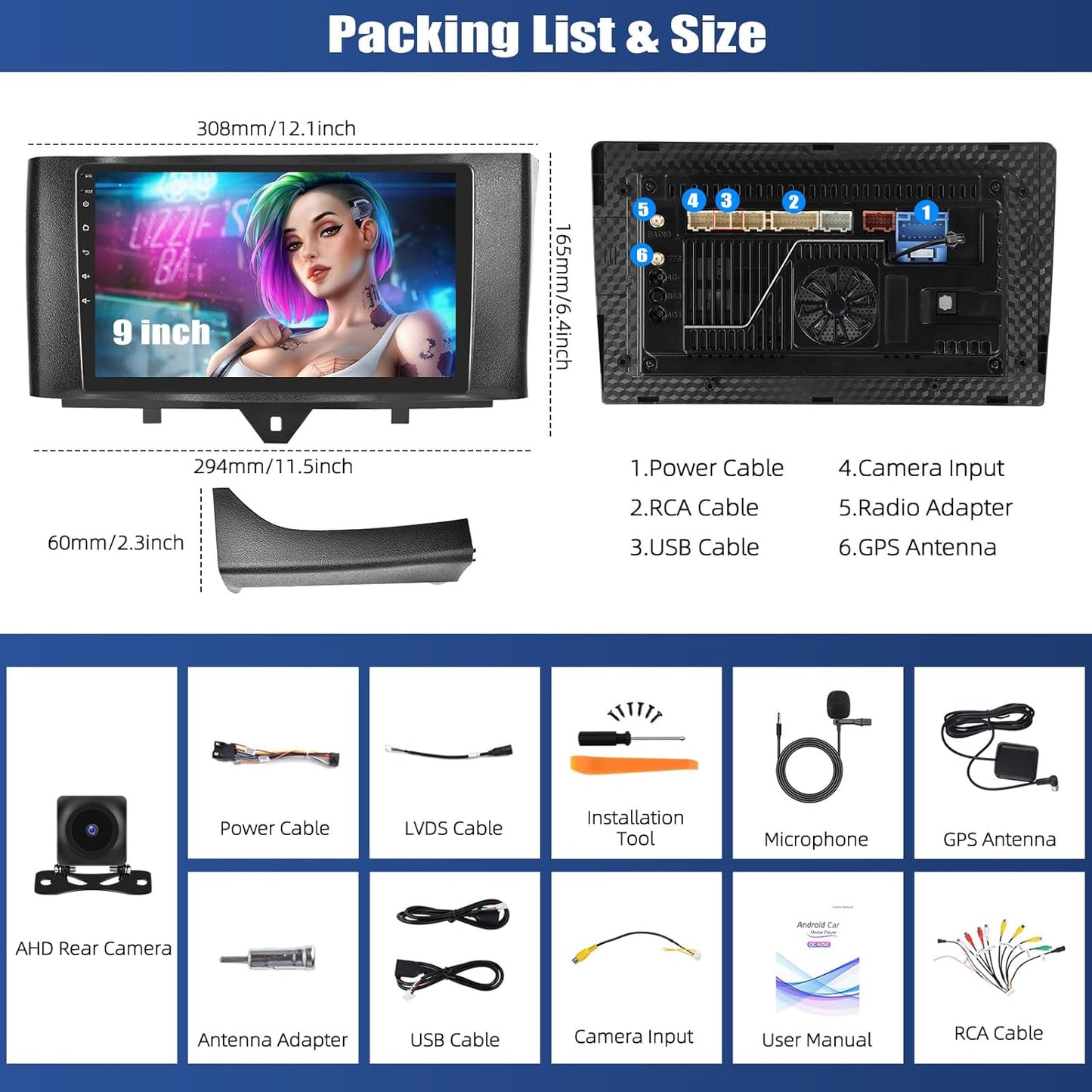Android Autoradio – Multimedia Systeem – Navigatiesysteem – Inbouwradio – Smart Radio – 9 Inch HD Touchscreen – Draadloze CarPlay & Android Auto