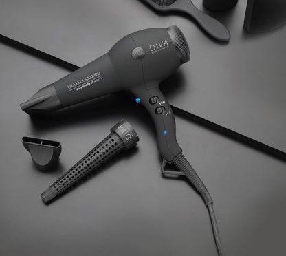 Diva Professional Styling Ultima 5000 Black Rubberised Haardroger met wand