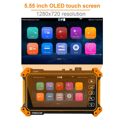OTDR Vezel Optische Tester MOT-51C 1310/1550nm 26/24dB 5.5 "OLED Touchscreen Ingebouwde VFL OPM LS (Lichtbron) OLT (Optische Verlies Test) Gebeurteniskaart