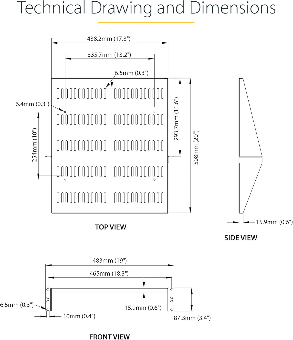 StarTech.com 2U Rack Shelf - Universele Geventileerde 19 inch Server Rack Plank/Lade voor AV/Data/Netwerk Apparatuur – Cantilever – Max. 91kg - Diepte 50 cm (20”)(SHELF-2U-20-CENTER-V)
