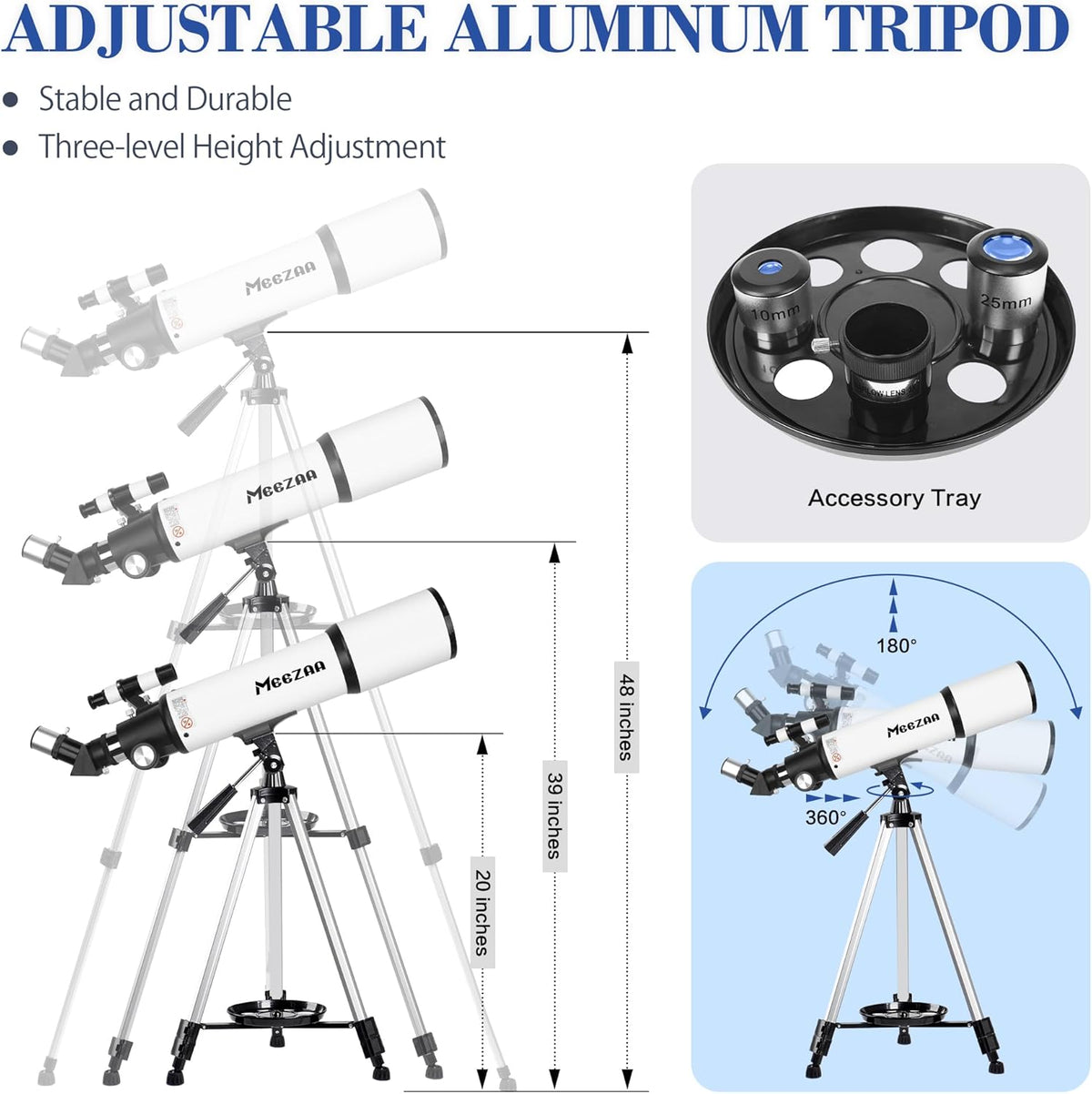 Telescoop voor volwassenen astronomie, 80 mm diafragma 600 mm refractortelescoop voor kinderen en beginners, multi-coated optica hoge transmissie telescopen met statief en telefoon adapter