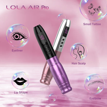EZ Draadloze Tatoeage Machine - 6 Beroertes 2.0mm-3.3mm Permanente Makeup Tatoeage Machine met Extra 1000mAh Batterijvermogen SMP voor Tatoeëerders en Beginners (LOLA AIR PRO Paars)