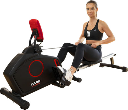 Care Fitness - Rowing machine - Mag Clipper - foldable - 8 resistance levels - magnetic resistance - flying mass 8 kg - LCD display (black without tablet holder) - QUORE