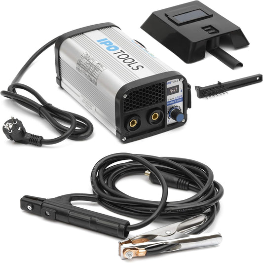 IPOTOOLS MMA-160R elektroden lasapparaat - IGBT inverter lasapparaat MMA/E-hand met 160 ampère/digitaal lcd-display/230 V/antistick/hot-start/Arc-Force / beschermschild / 7 jaar garantie
