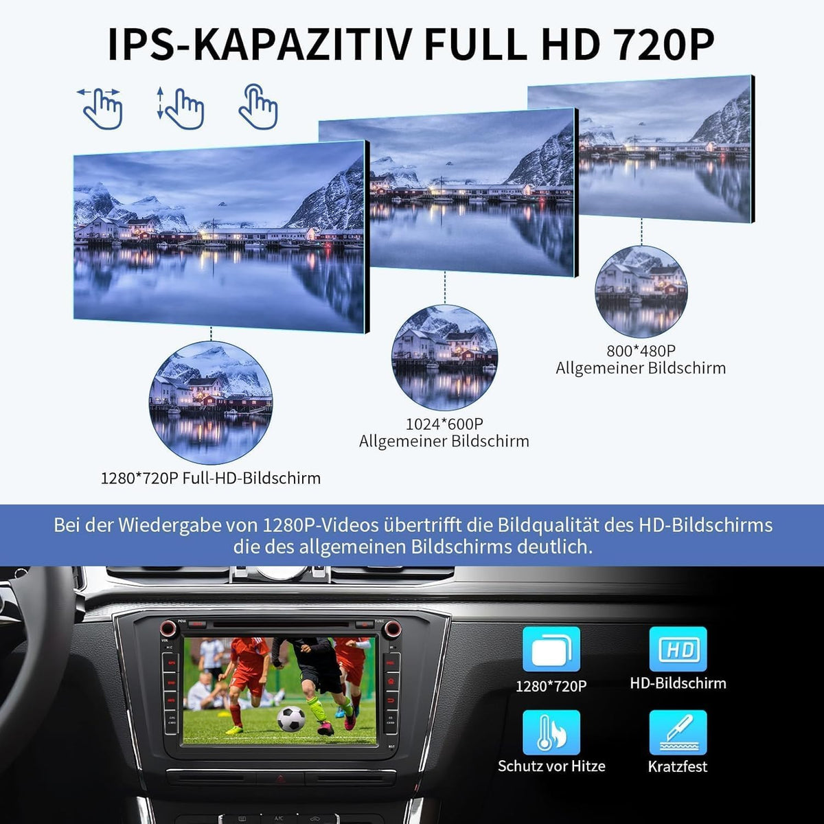 8 inch 4G + 64G Android 14 autoradio met navigatie voor VW T5 Golf 5 6 Polo Sharan Seat Passat Tiguän, dubbele DIN-radio, IPS-scherm, mediareceiver met CarPlay Android Auto Bluetooth PDC RDS-CD