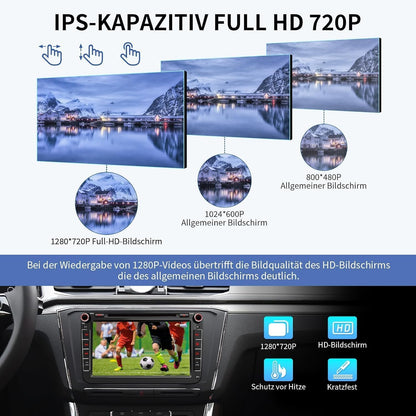 8 inch 4G + 64G Android 14 autoradio met navigatie voor VW T5 Golf 5 6 Polo Sharan Seat Passat Tiguän, dubbele DIN-radio, IPS-scherm, mediareceiver met CarPlay Android Auto Bluetooth PDC RDS-CD