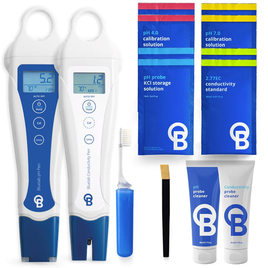 Bluelab PENSTP pH en geleidbaarheid starterspakket - Precision Nutrient Solution Management Kit met temperatuurmeting, waterdichte pennen en sondeverzorgingsset