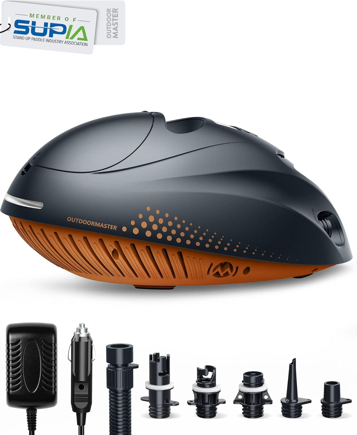 OutdoorMaster 16PSI Hogedruk SUP-luchtpomp met The Whale - Intelligente tweetraps inflatie- en automatische uitschakelfunctie en leegloopfunctie voor opblaasbare stand-up paddleboards