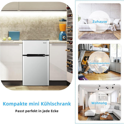 FANTASK 90 l vriezer met 27 l vriesvak, koel-vriescombinatie koelkast, mini-staande koelkast (grijs) [energieklasse E] - QUORE