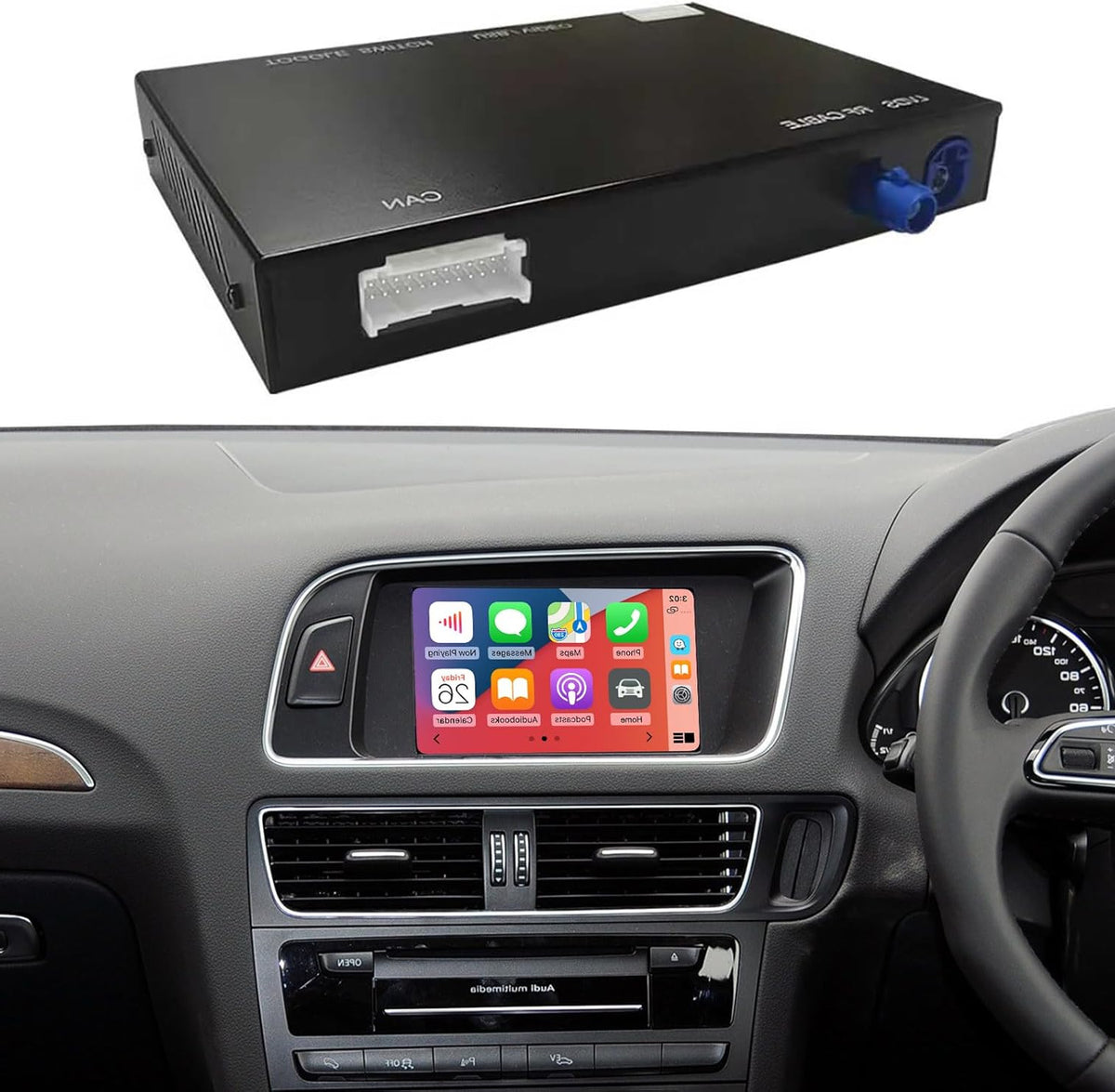 Draadloze CarPlay Android Auto Adapter – CarPlay Retrofit Kit – Mirrorlink Interface – Infotainmentsysteem Upgrade – Stembediening Siri Google – Compatibel Audi MMI 3G 2009-2015