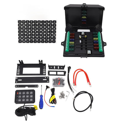 12-voudig Schakelpaneel, 12V 24V Multifunctionele Tuimelschakelaar Momentary Circuit Control Relay System Box voor Truck RV Offroad Marine, Waterdichte