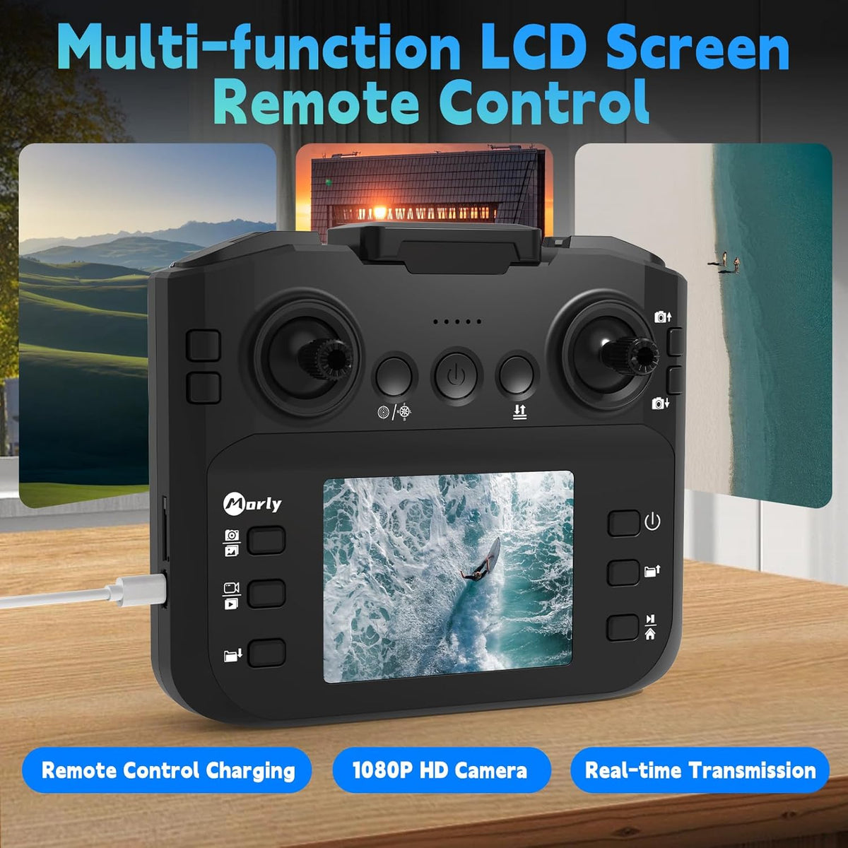 M18LCD RC Quadcopter met 1080P Camera 45° Verstelbare Lens Borstelloze Motor Eenknops Start/Landing FPV Opvouwbaar voor Volwassenen