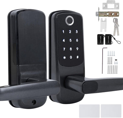 Slim deurslot, vingerafdruk wachtwoord deurslot wifi elektronisch touchscreen slot met handvat, 5 manieren om te ontgrendelen, ondersteuning voor spraakbesturing