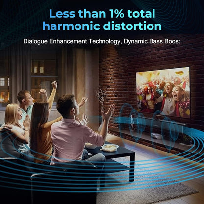OXS S3 soundbar voor tv, thuisbioscoopaudio met Bluetooth 5.0, dynamische bas, 3D-surround-geluid, dialoogverbetering, AUX/optisch/coaxiaal compatibel, meerdere geluidsmodi, wandmonteerbaar