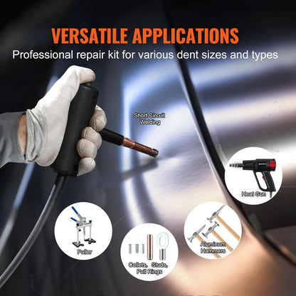 VEVOR 300 W Dent Repair Kit with Hot Air Gun, Dent Puller Automatic/Manual Welding Mode, Car Body Spot Welding Machine for Aluminium Repair