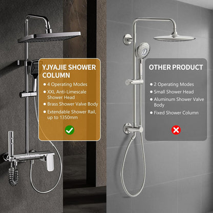 Douchesysteem – Badkamer Doucheset – Douchekolom – Regendouche – Handdouche – 4 Functies Met Thermostaat – Grote 31x20 cm Regendouchekop