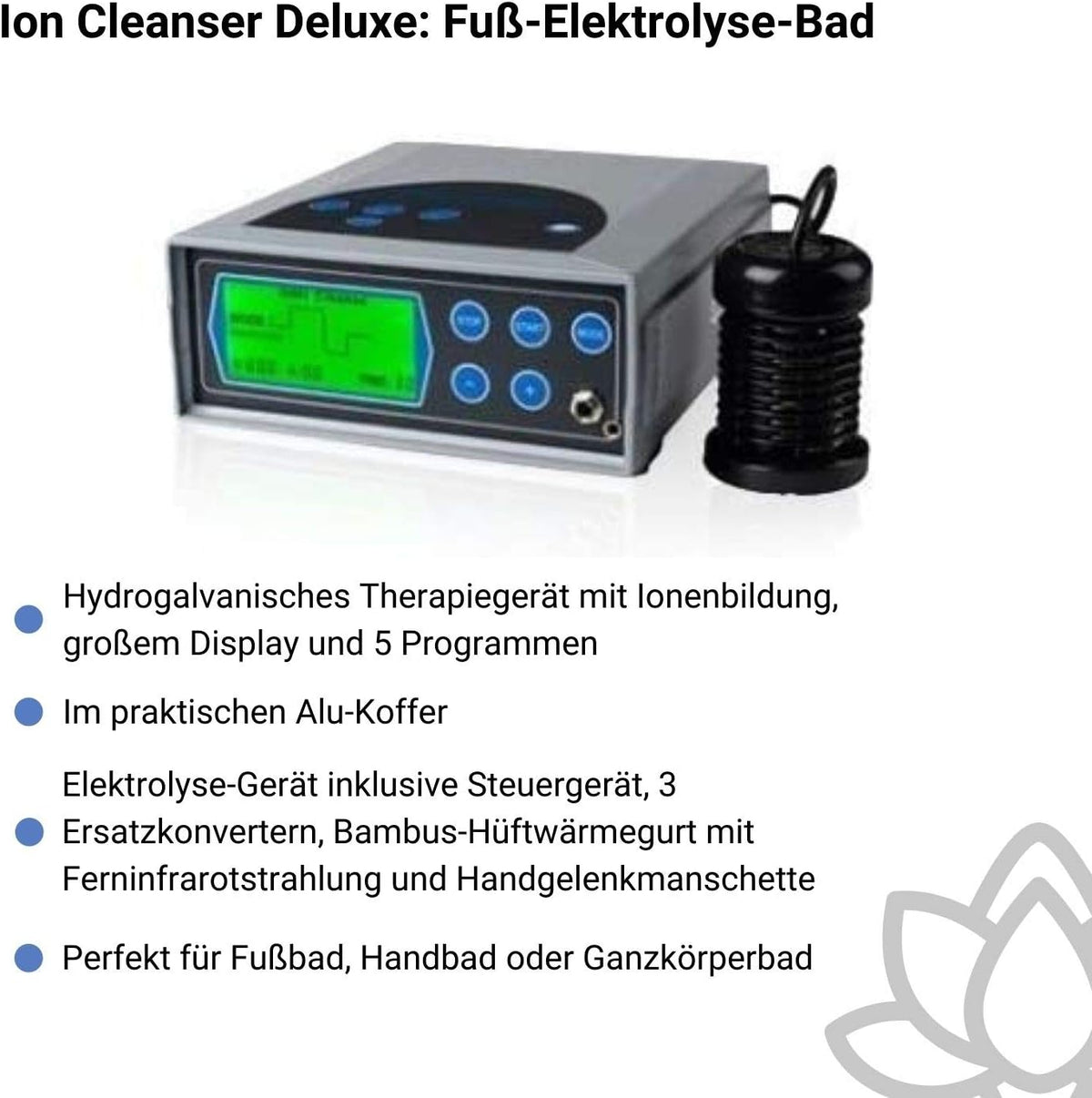 Ion Cleanser Deluxe Ionic Spa Voetenbad – Ionen Voetenbad – Hydrogalvanotherapie Apparaat – Voetenelektrolyse Apparaat – Voetenbad Apparaat – Aluminium Koffer – Groot LCD-Display