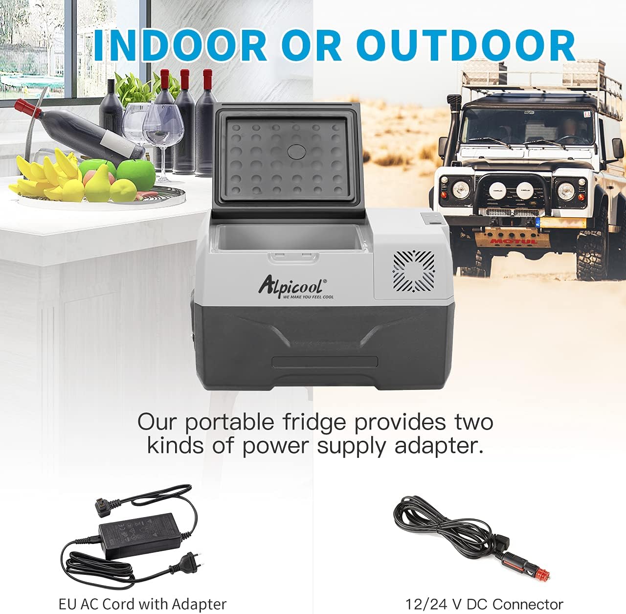 Alpicool CX30 elektrische compressor Koelbox/vriesbox, 30L Mini koelkast 12/24 V en 230 V, Autokoelkast voor auto, vrachtwagen, camping met stopcontact en USB-poort