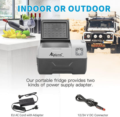 Alpicool CX30 elektrische compressor Koelbox/vriesbox, 30L Mini koelkast 12/24 V en 230 V, Autokoelkast voor auto, vrachtwagen, camping met stopcontact en USB-poort