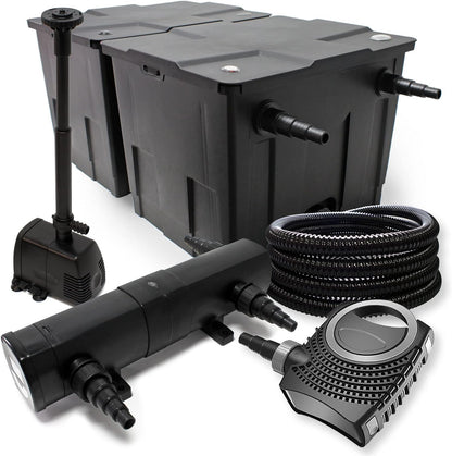 Filterset bio-vijverfilter 60.000l SuperEco pomp slang UVC-zuiveraar 36W, fonteinpomp