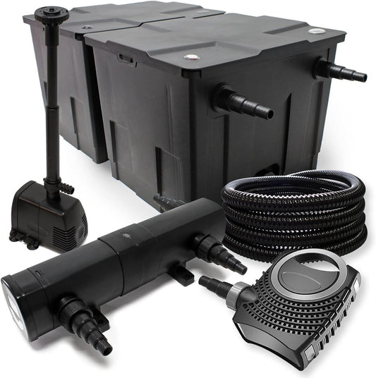Filterset bio-vijverfilter 60.000l SuperEco pomp slang UVC-zuiveraar 36W, fonteinpomp