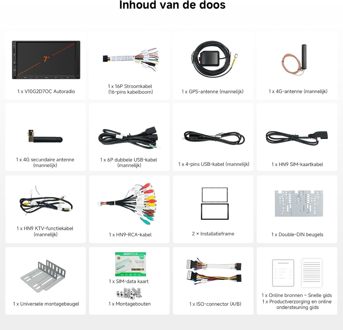 ATOTOEXCEL V10 7" QLED Android Autoradio 2 DIN, Karaoke in de Auto, Ingebouwde 4G LTE, Wi‑Fi, axpt HD Bluetooth, Draadloze CarPlay & Draadloze Android Auto