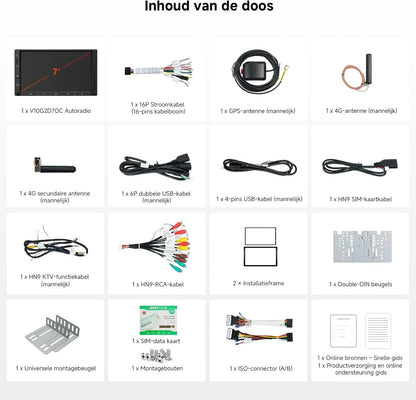 ATOTOEXCEL V10 7" QLED Android Autoradio 2 DIN, Karaoke in de Auto, Ingebouwde 4G LTE, Wi‑Fi, axpt HD Bluetooth, Draadloze CarPlay & Draadloze Android Auto
