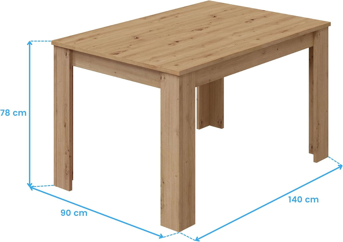 Habitdesign Moderne uittrekbare eettafel, woonkamertafel in Nodi-eiken, 140-190 x 78 x 90 cm, voor maximaal zes personen, model Kendra